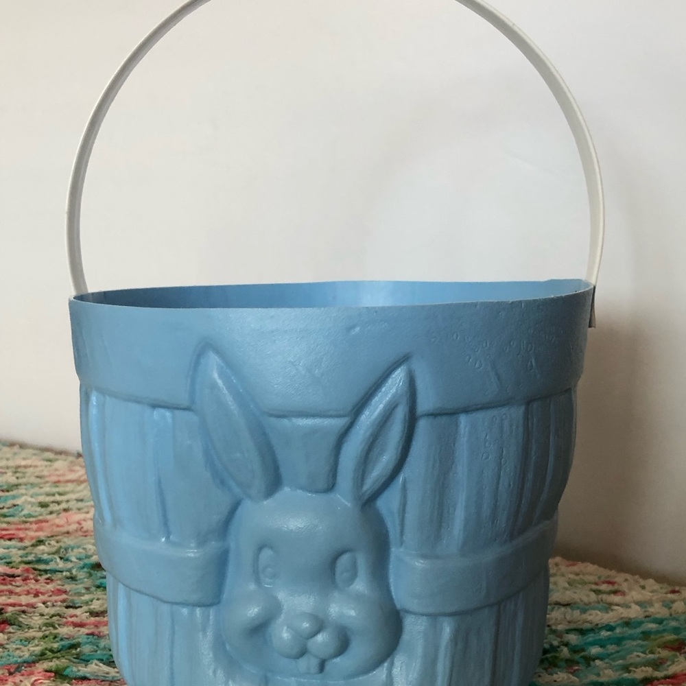 Vintage Blue Plastic Blow Mold Easter Basket